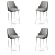 Hanah Home Set barskih stolica Enox, 4 komada, Sivo-beli