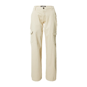 Womens Straight Denim Cargo Pants High Waisted Grey and White Raw