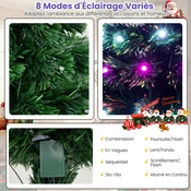Costway Umetno božično drevo 93 cm z večbarvnimi optičnimi vlakni 96 LED lučmi 8 načini 96 PVC vejic zelena zvezda