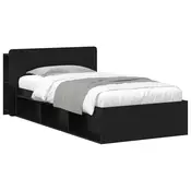 Okvir kreveta s pohranom Crna 75 x 190 cm Konstruirano drvo