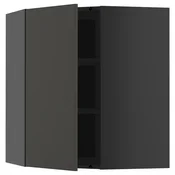 METOD Ugaoni zidni element s policama, Crnosiva/Nickebo boja antracita, mat, 68x80 cm