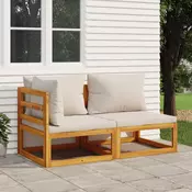 2-dijelni set vrtnih sofa s jastucima masivno bagremovo drvo