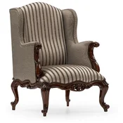 Casa Padrino luxury baroque living room armchair silver/brown - Handmade baroque style armchair with stripes and decorative pillow - Luxury living room furniture in baroque style