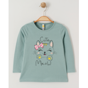 VIA GIRLS Majica za devojcice Cute Meow, Zelena