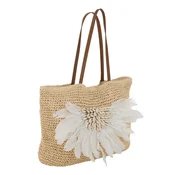 Plažna torba z lupinami in perjem OCEANA 49x34 cm, naravna