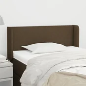 Vidaxl Vzglavje z ušesi temno rjavo 83x16x78/88 cm blago