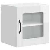 Vidaxl Stenski stekleni omarica LUCCA Bela visok sijaj 40 x 31 x 40 cm