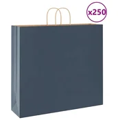 Vidaxl Papirnate vrečke 250 kosov z ročaji modra 54x15x49 cm