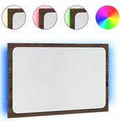 LED kupaonsko ogledalo boja smedeg hrasta 60x8,5x38 cm drveno
