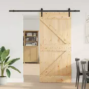 vidaXL Drsna vrata NARVIK Naravna in črna 90 x 210 cm (213,5 cm)