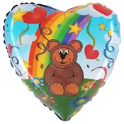 Grabo Folija balon srček medvedek mavrični rojstni dan 45 cm