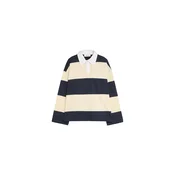 Bershka Majica mornarska/pastelno rumena/bela