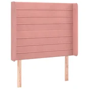Vidaxl Vzglavje z ušesi roza 83x16x118/128 cm žamet