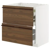 METOD / MAXIMERA Pod.elem.grej.ploca/2front/3fiok, bela/Stensta tamnobraon jasenov furnir, 80x60 cm