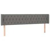 Vidaxl Vzglavje z ušesi temno sivo 203x16x78/88 cm blago