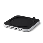 Satechi Stand & Hub For Mac Mini / Studio (1x USB-C 3.2, 1xUSB-A 3.2, 2x USB-A 3.0, 3.5mm Audio,1x Micro/SD, 1x NVMe/M.2 SATA SSD Enclosure Drive not included) - Silver