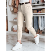 Spodnie damskie slim fit z paskiem TAIRONIK jasnobeżowe Dstreet