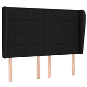 Vidaxl Vzglavje z ušesi črno 147x23x118/128 cm blago