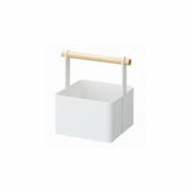 Bijela višenamjenska kutija s detaljima od bukovine YAMAZAKI Tosca Tool Box, dužina 16 cm