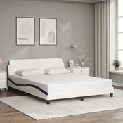 shumee Posteljni okvir z vzglavjem bel in črn 160x200 cm umetno usnje