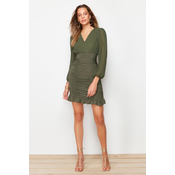Trendyol Khaki pletena bodycone tkana obleka