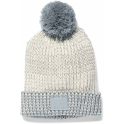 Under Armour Girls Shimmer Pom Beanie Ivory Steel Silver