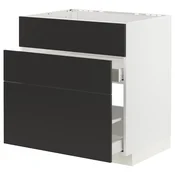 METOD / MAXIMERA Pod.element sudop. i 3front/2fioke, bela/Nickebo boja antracita, mat, 80x60 cm
