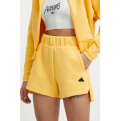 Kratke hlače adidas Z.N.E za žene, boja: žuta, s tiskom, visoki struk, IS3927