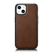 shumee Ovitek prevlečen z naravnim usnjem za iPhone 14 Plus Leather Oil Wax, temno rjav