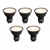 Komplet 5 GU10 LED svetilka črna 7W 610 lm 3000K