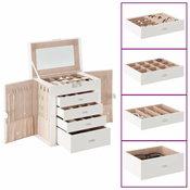 vidaXL Jewellery Box 5-Layer z ogledalom zaklenljiv Bela