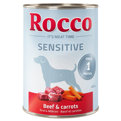 5 + 1 gratis! Mokra pasja hrana Rocco Sensitive 6 x 400 g - Govedina & korenje