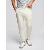 OMBRE Moške trenirke jogger kremaste barve MDN125475 XXL