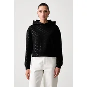 Armani Exchange pulover s kapuco ženski z bombažem