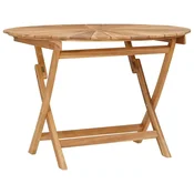 Vidaxl Zložljiva vrtnarska miza Naravna O 110 x 75 cm Trden tikov les