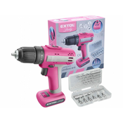 EXTOL Lady Baterijski vrtalni vijačnik, roza, 12V Li-ion, 1500mAh
