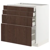 METOD / MAXIMERA Podni element 4 fronta/4 fioke, bela/Sinarp smeda, 80x60 cm