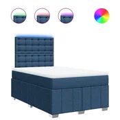Vidaxl Box spring postelja z vzmetnico modra 120x190 cm blago