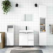 Greatstore Kopalniška omarica bela 30x30x190 cm inženirski les