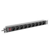 shumee Lanberg podaljšek za RACK 1U 16A PDU 19 9x PL 3m črne barve