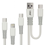 LINQ Kabel 5 v 1, dvojni vhod USB/USB-C v USB-C Lightning Micro-USB LinQ - bel, (20649880)