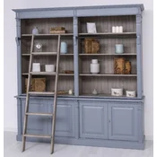 Casa Padrino country style bookcase with ladder light blue/gray 223 x 51 x H. 228 cm - Solid wood cabinet - Living room cabinet - Shelf cabinet - Office cabinet - Country Style Furniture