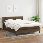 Greatstore Box spring postelja z vzmetnico temno rjava 140x200 cm blago