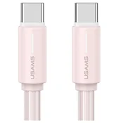 USAMS USAMS USB-C/USB-C KABEL 1M YU SERIJA 60W ZA TELEFONE ROZA, (21980418)