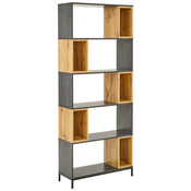 Carryhome REGAL 80/194/30 cm črna, barve hrasta, temno siva