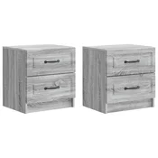 vidaXL Nočna omarica s predalom 2 pcs Siva Sonoma 43 x 34,5 x 44,5 cm