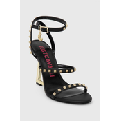 Usnjeni sandali Just Cavalli črna barva, 76RA3S62