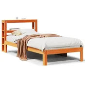 Vidaxl Posteljni okvir brez vzmetnice voščeno rjav 100x200 cm borovina