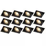 Set 12 vgradnih reflektorjev črne barve GU10 nagibnih brez okvirja - Oneon