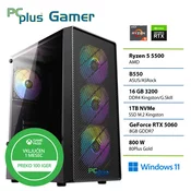 PCPLUS Gamer Ryzen 5 5500 16GB 1TB GeForce RTX 5060 8GB Windows 11 Home + Xbox GP gaming namizni računalnik